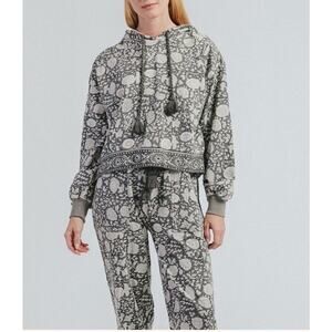 Cleobella Sweatshirt Hoodie Jogger Pants Set XS Grey Cream Organic Cotton